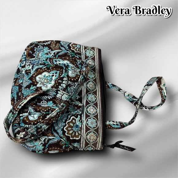 Vera Bradley Java Blue Quilted Cotton Retired Pattern Toggle Tote Shoulder Bag - Picture 6 of 10